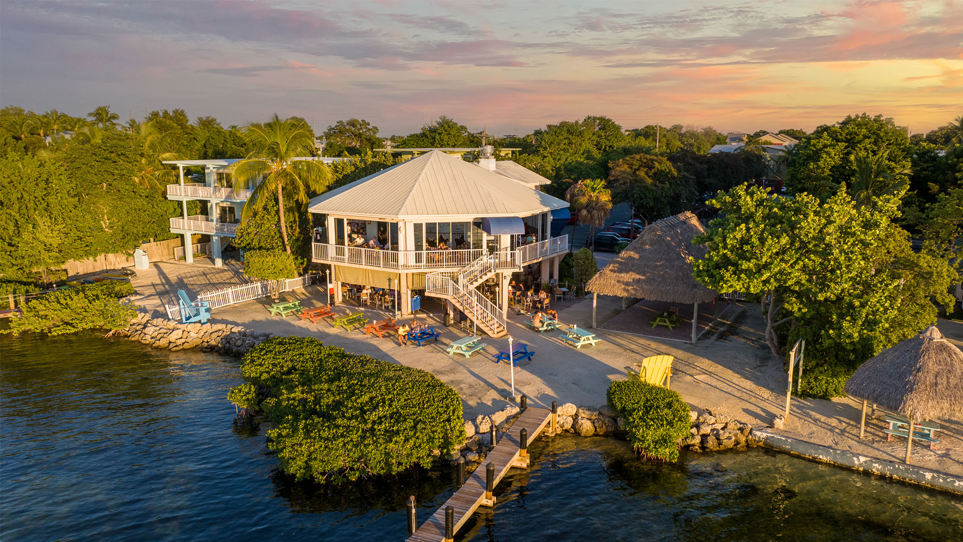 Twilight settling over the Bayside Grille sunset bar